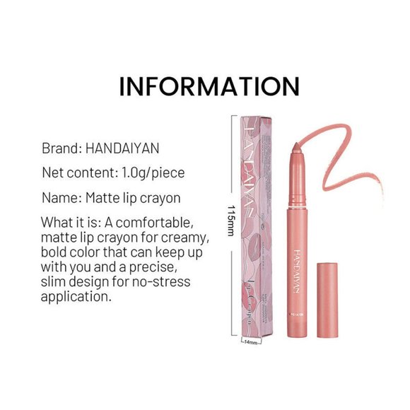 Velvet Waterproof Pencil Lipstick Long Lasting Makeup Pen Liner Matte Lip Pink - Picture 3 of 4